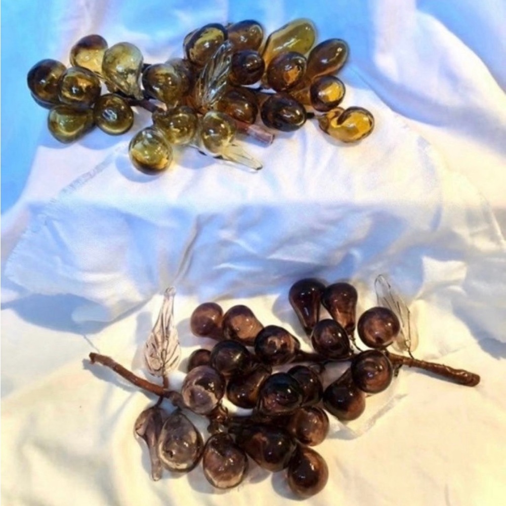 Vintage Hand Blown Decor Glass Grape Bunches